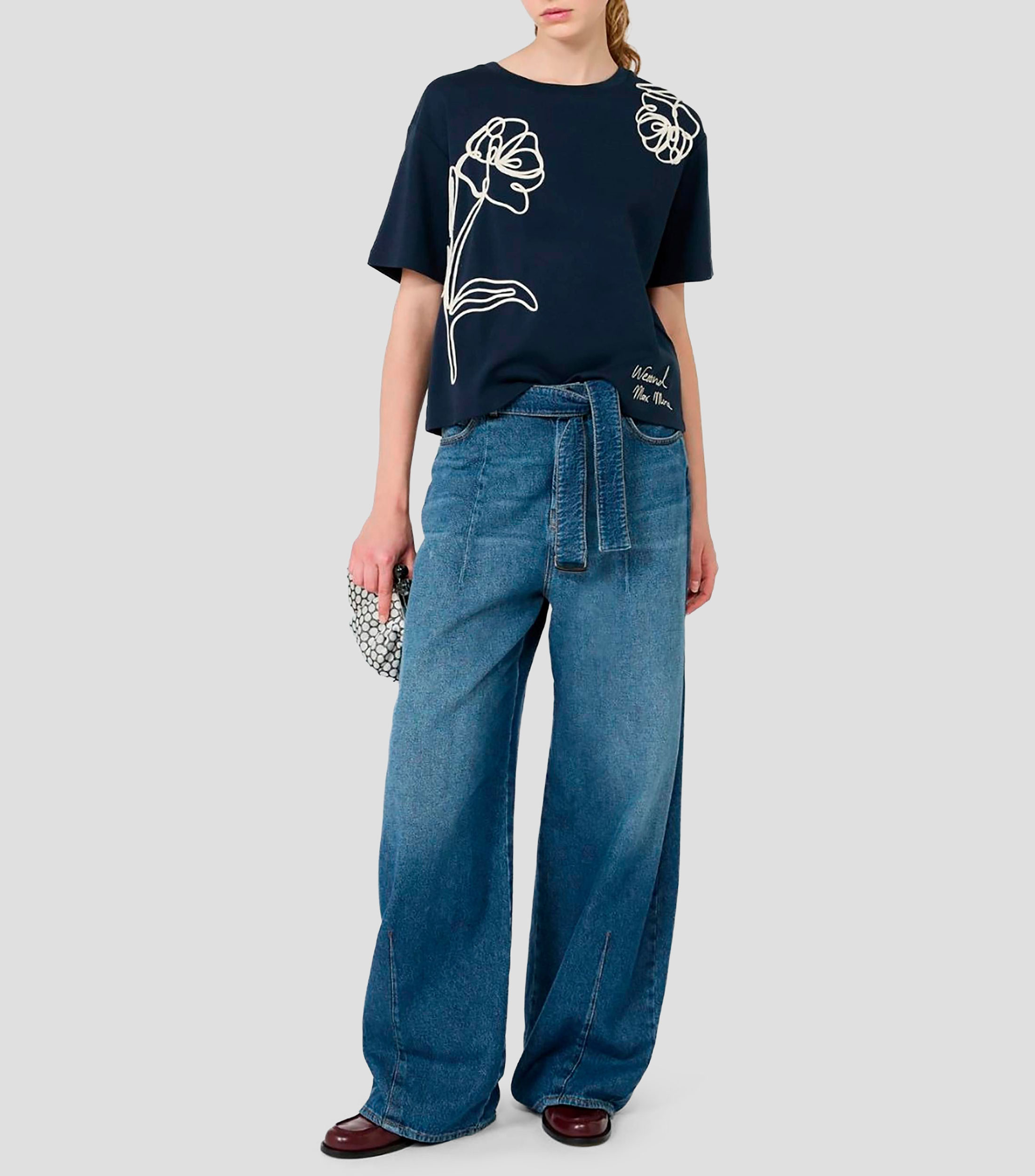 Playera de cuello redondo con manga corta estampada Mujer